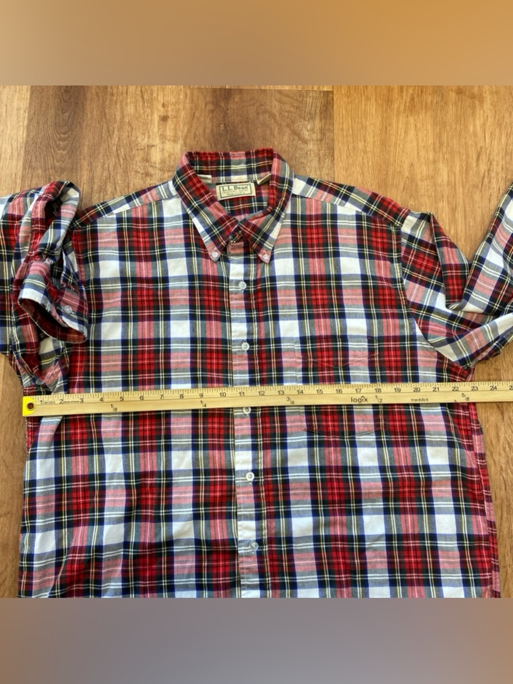 Vintage L.L. Bean Flannel Shirt Mens Large Red Plaid Regular Fit Made in USA 90s - Picture 5 of 9